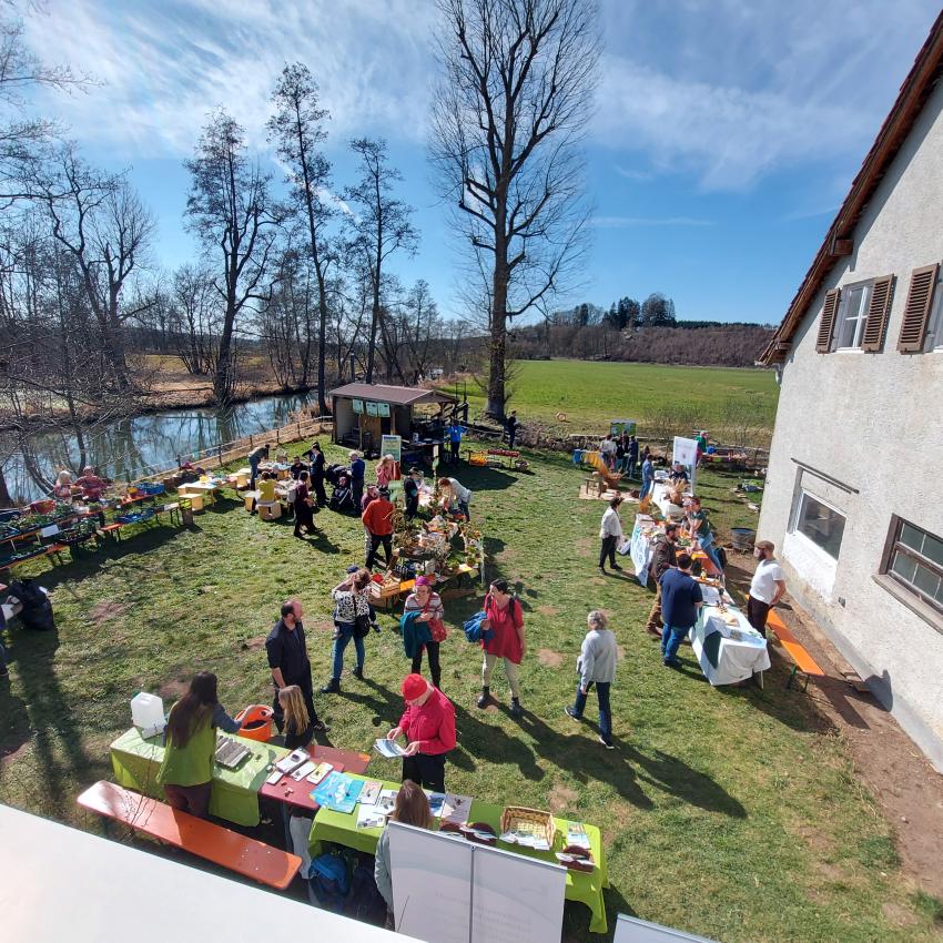 Luftbild der Saatgutbörse (Foto: Umweltzentrum Schmuttertal)