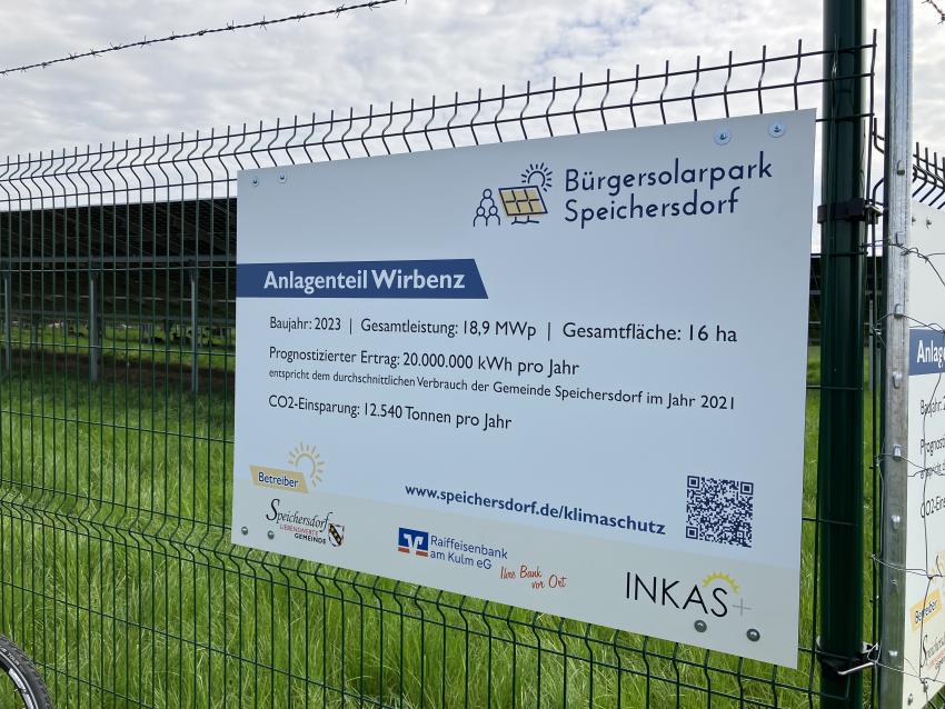 Bürgersolarpark Speichersdorf, Anlagenteil Wirbenz