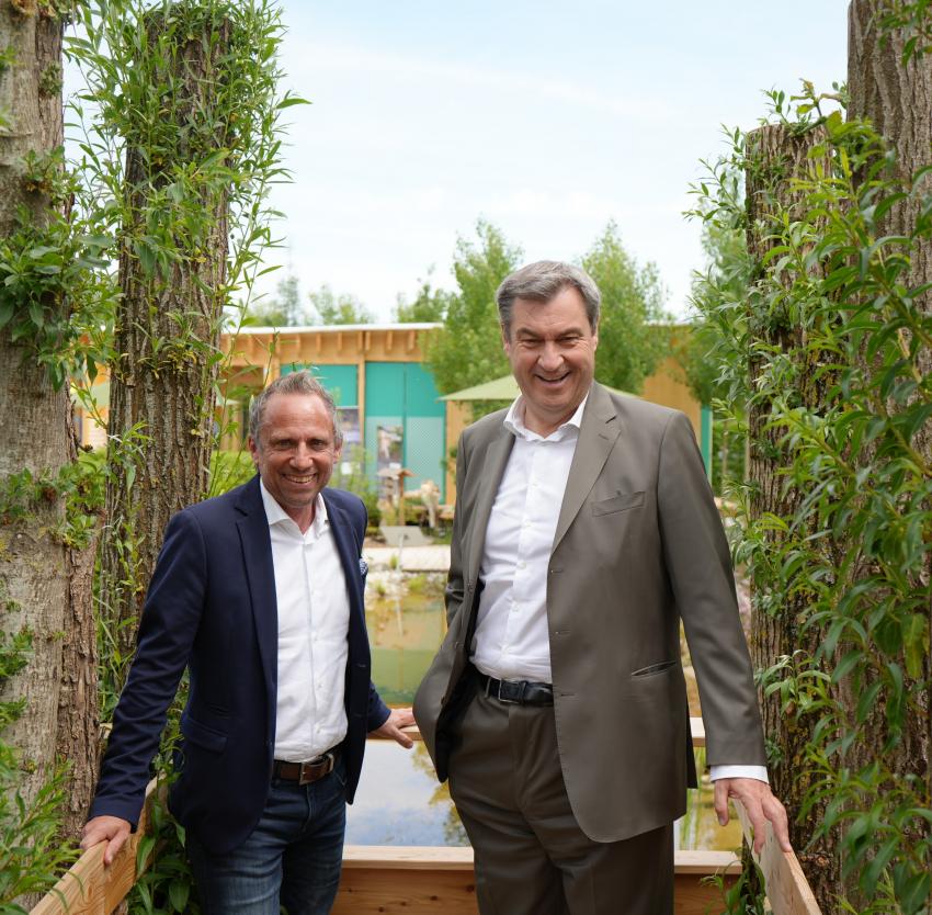 Minister Glauber mit Ministerpräsident Söder auf der Landesgartenschau