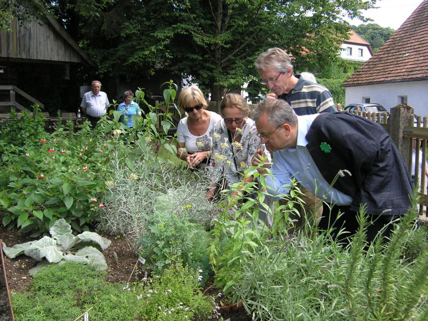 Kräuterbeet mit Besuchergruppe Foto: Seitz-Weinzierl Beate