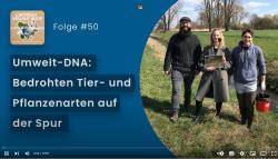 Das Eingangsbild mit Foto von Sebastian Rudischer und Lukas Ittner (LfU) und Moderatorin Toni Scheurlen.